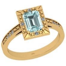 0.45 Ctw SI2/I1 Aquamarine And Diamond 14k Yellow Gold Ring