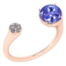 Certified 1.33 Ctw Tanzanite And Diamond Ladies Fashion Halo Ring 14K Rose Gold (VS/SI1) MADE IN USA