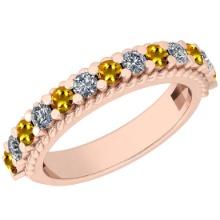 0.96 Ctw SI2/I1 Yellow Sapphire And Diamond 14K Rose Gold Filigree Band Ring