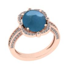 4.02 Ctw SI2/I1 Aquamarine And Diamond 14K Rose Gold Engagement Ring