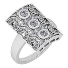 Certified 0.58 Ctw Diamond VS/SI1 Antique Styles 18K White Gold Ring Made In USA