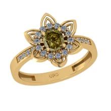 1.17 Ct GIA Certified Fancy Brown Yellow And White Diamond 14K Yellow Gold Engagement Ring