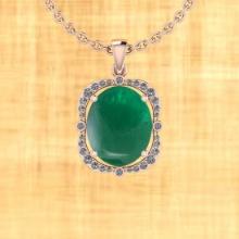 Certified 6.77 Ctw Emerald And Diamond I1/I2 14K Rose Gold Victorian Style Pendant Necklace