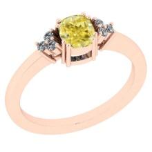 Certified 0.81 Ct GIA Certified Natural Fancy Yellow Diamond And White Diamond 14K Rose Gold Anniver