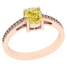 Certified 1.15 Ct GIA Certified Natural Fancy Yellow Diamond And White Diamond 14K Rose Gold Engagem
