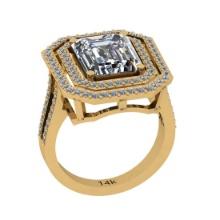 2.70 Ctw SI2/I1 Diamond 14K Yellow Gold Wedding Halo Ring (Emerald Cut Center Stone Certified By GIA