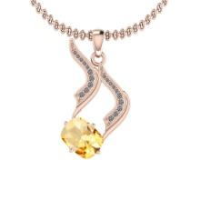 Certified 1.89 Ctw Yellow Topaz And Diamond I2/I3 14K Rose Gold Pendant