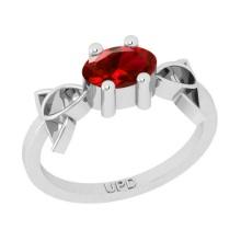 0.75 Ctw I2/I3 Red Sapphire 14K White Gold Solitaire Ring