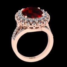 5.42 Ctw VS/SI1 Spessartite Garnet and Diamond 14K Rose Gold Engagement Ring