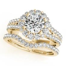 Certified 1.60 Ctw SI2/I1 Diamond 14K Yellow Gold Vintage Style Engagement Set Ring