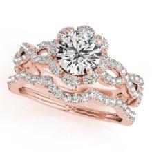 Certified 0.85 Ctw SI2/I1 Diamond 14K Rose Gold Bridal Wedding Set Ring