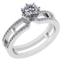 Certified 1.32 Ctw Diamond 14k White Gold Engagement Ring
