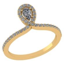 0.57 Ctw Pear Cut Diamond 14k Yellow Gold Halo Ring VS/SI1