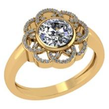 Certified 1.40 Ctw Round Diamond 14k Yellow Gold Halo Ring