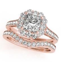 Certified 1.50 Ctw SI2/I1 Diamond 14K Rose Gold Bridal Wedding Set Ring
