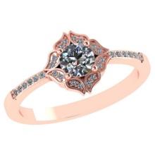 Certified .59 Ctw Diamond 14k Genuine Rose Gold Halo Ring