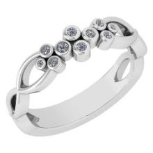 Certified .11 Ctw Diamond And 14k White Gold Anniversary Ring