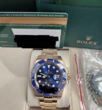 Used 18kt Full Gold Rolex Submariner 'Smurf' Comes with Box & Papers