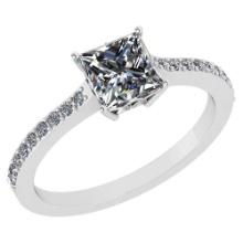Certified .52 Ctw Princess Cut Diamond 14k White Gold Halo Ring