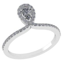 0.57 Ctw Pear Cut Diamond 14k White Gold Halo Ring VS/SI1