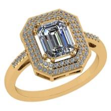 1.12 Ctw Diamond 14k Yellow Gold Halo Ring