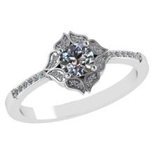 Certified .59 Ctw Diamond 14k Genuine White Gold Halo Ring