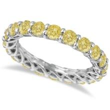 Fancy Yellow Canary Diamond Eternity Ring Band 14k White Gold 3.50ctw