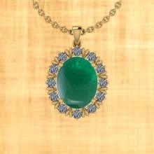 Certified 7.88 Ctw Emerald And Diamond I1/I2 14K Yellow Gold Victorian Style Pendant Necklace