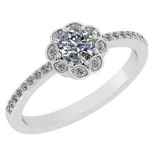 Certified .63 Ctw Diamond 14k White Gold Engagement Ring