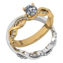 Certified 0.77 Ctw Diamond I1/I2 Two-Tone 2 Pc Engagement 10k Yellow And White Gold Ring