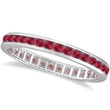 Ruby Channel Set Stackable Ring Eternity Band 14k White Gold 1.04ctw