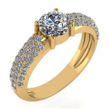 Certified 1.34 Ctw Diamond 14k Yellow Gold Halo Ring