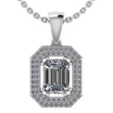 2.08 Ctw Diamond 14k White Gold Halo Necklaces VS/SI2