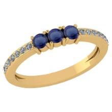 Certified 0.23 Ctw Blue Sapphire And Diamond 14k Yellow Gold Halo Ring