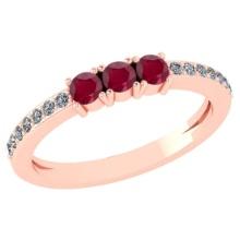 Certified 0.23 Ctw Ruby And Diamond 14k Rose Gold Halo Ring