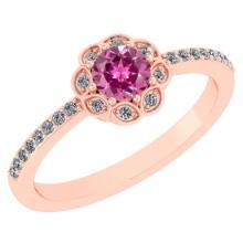 Certified .63 Ctw Pink Tourmaline And Diamond 14k Rose Gold Engagement Ring