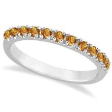 Citrine Stackable Band Anniversary Ring Guard 14k White Gold 0.38ctw