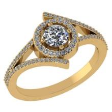 0.73 Ctw Diamond 14k Yellow Gold Halo Ring