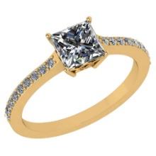 Certified .52 Ctw Princess Cut Diamond 14k Yellow Gold Halo Ring