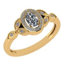 Certitifed 0.84 Ctw Diamond 14k Yellow Gold Halo Ring