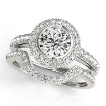 Certified 1.70 Ctw SI2/I1 Diamond 14K White Gold Bridal Engagement Halo set Ring