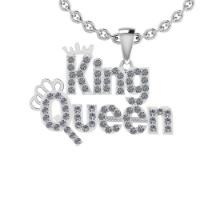 1.03 Ctw SI2/I1 Diamond 14K White Gold Valentine Special King & Queen Necklace