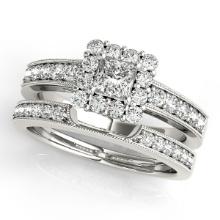 Certified 1.55 Ctw SI2/I1 Diamond 14K White Gold Bridal Wedding Halo set Ring