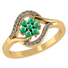 Certified 1.50 CTW Genuine Emerlad And Diamond 14K Yellow Gold Ring