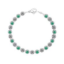 6.00 Ctw SI2/I1 Emerald and Diamond 14K White Gold Bracelet