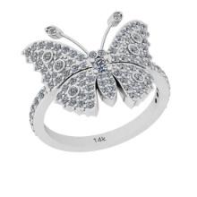 0.88 Ctw Si2/i1 Diamond 14K White Gold Creature butterfly Ring