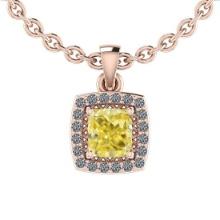 Certified 0.56 Ct GIA Certified Natural Fancy Yellow Diamond and White Diamond 14K Rose Gold Pendant