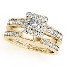Certified 1.55 Ctw SI2/I1 Diamond 14K Yellow Gold Bridal Wedding Halo set Ring