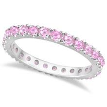 Pink Sapphire Eternity Ring Stackable Band 14k White Gold 0.73ctw