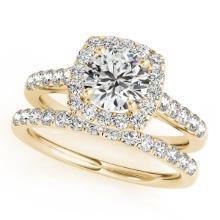 Certified 1.40 Ctw SI2/I1 Diamond 14K Yellow Gold Vintage Style Bridal Set Ring